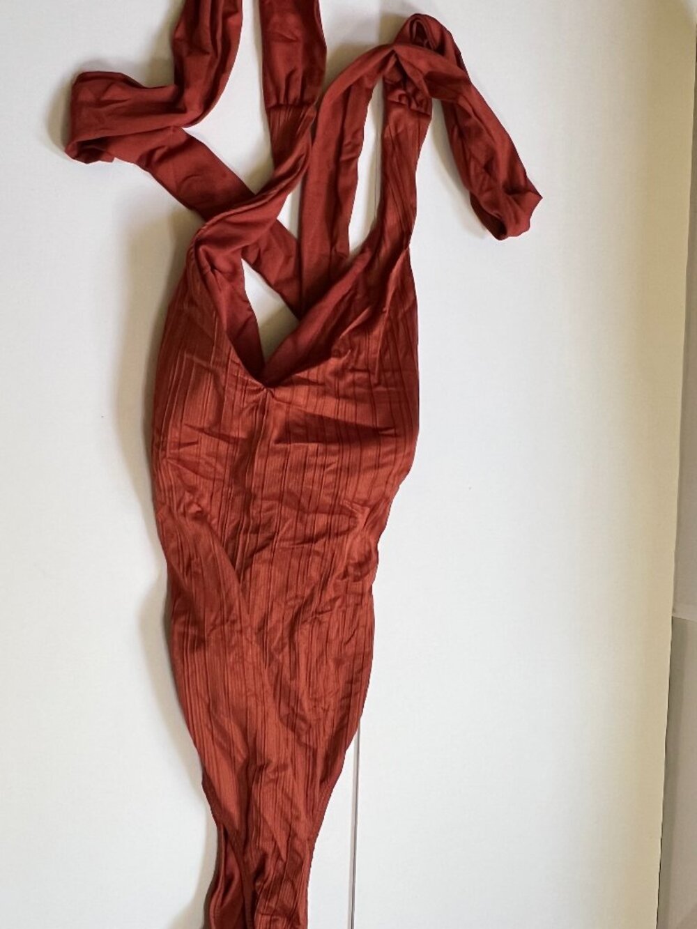 Time and Tru Ribbed Multi=Way Wrap Burnt Orange W 8-10